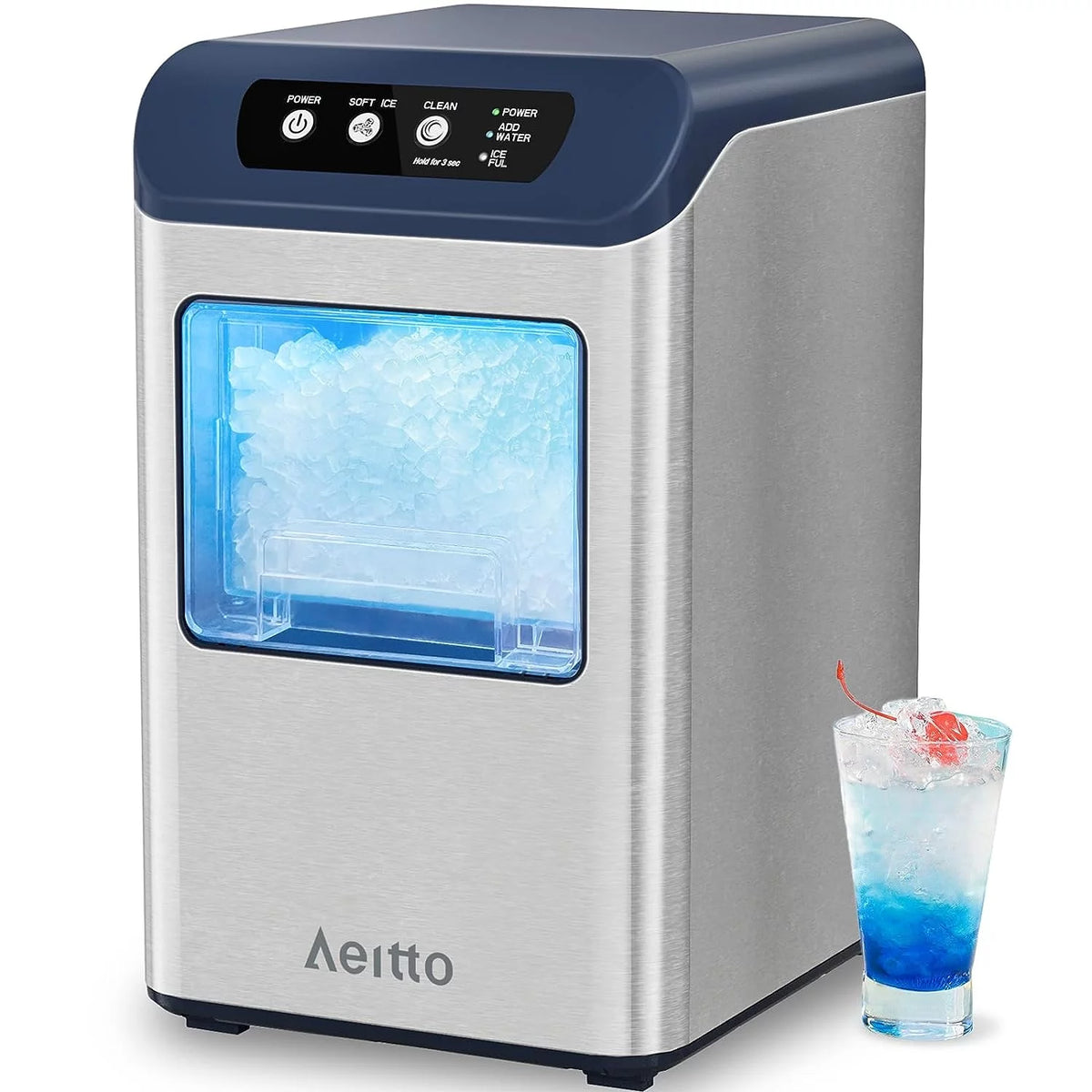 Nugget Ice Maker Countertop, 55 lbs/Day, Self-Cleaning, Stainless Steel X7546