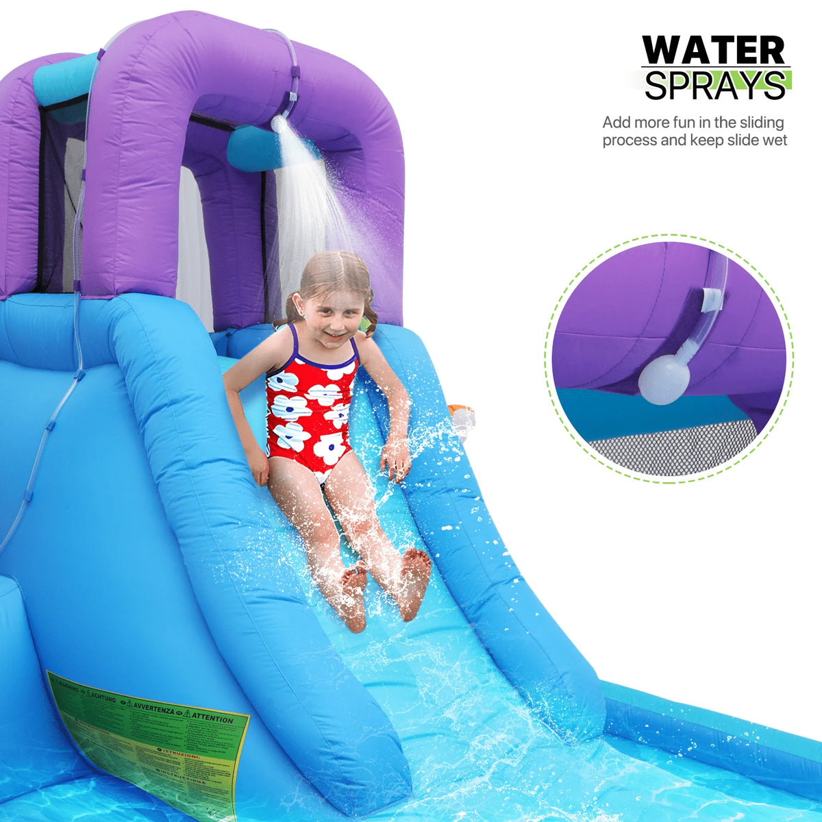 Kids Inflatable Water Slide with Blower and Splash Pool X602939
