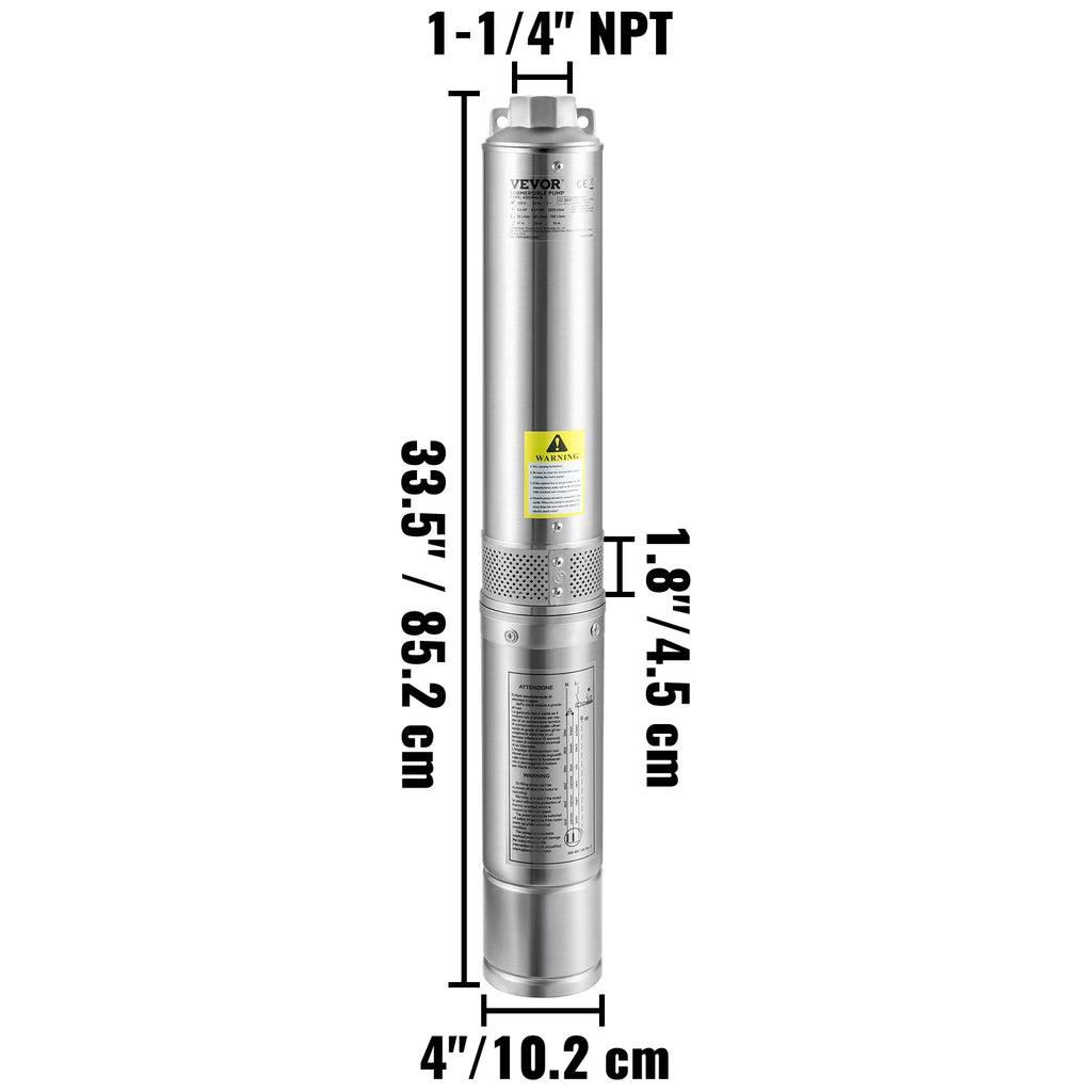1.5HP 115V 37GPM 276ft Head 4 inch Stainless Steel Deep Well Submersible Pump M983