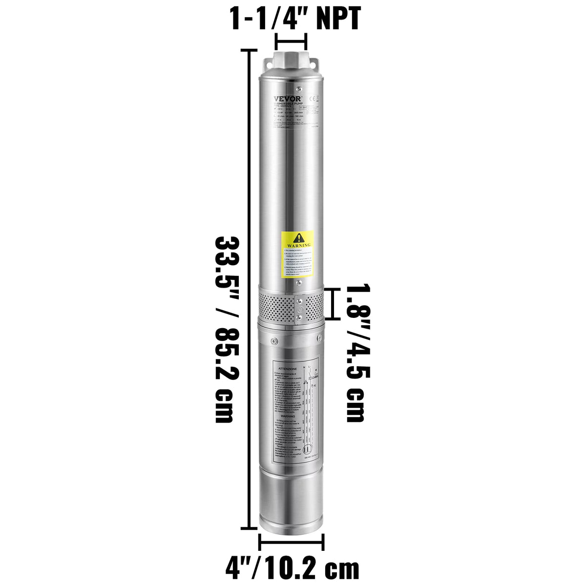 1.5HP 115V 37GPM 276ft Head 4 inch Stainless Steel Deep Well Submersible Pump M983
