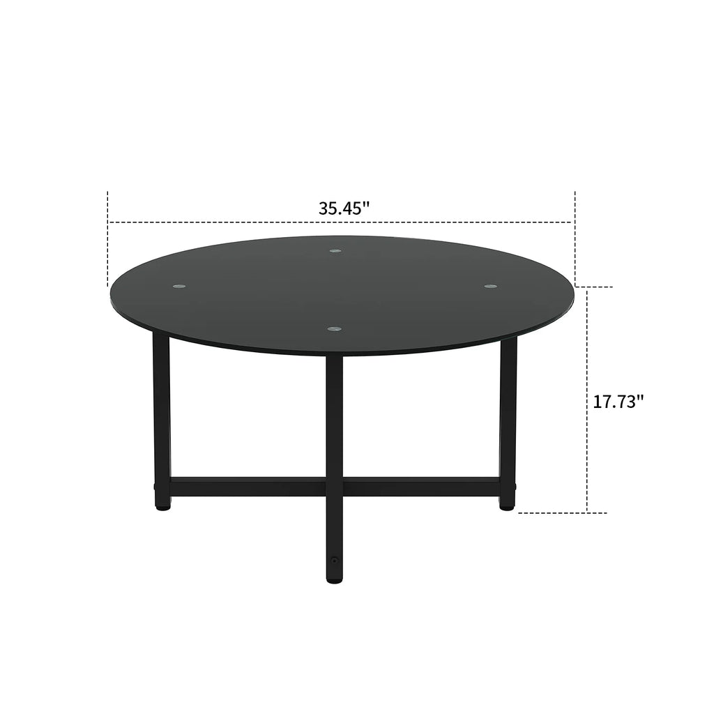 Round Glass Coffee Table with Metal Base Q7924