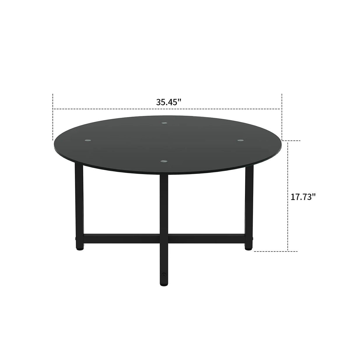 Round Glass Coffee Table with Metal Base Q7924