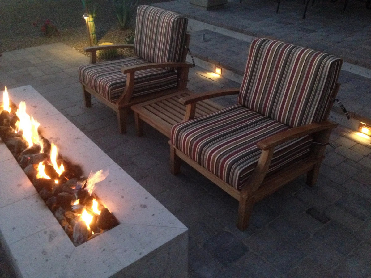 Grade-A Teak Wood 7 Piece Sofa Set with 4 Lounge Chairs, 2 Ottomans and Round Coffee Table C800612