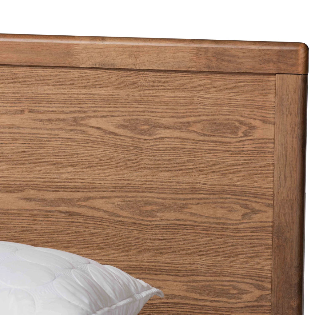 King Ash Walnut Wood Storage Platform Bed F2058