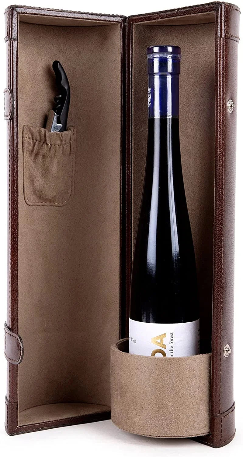 Genuine Leather Single Bottle Wine Carrier I6737