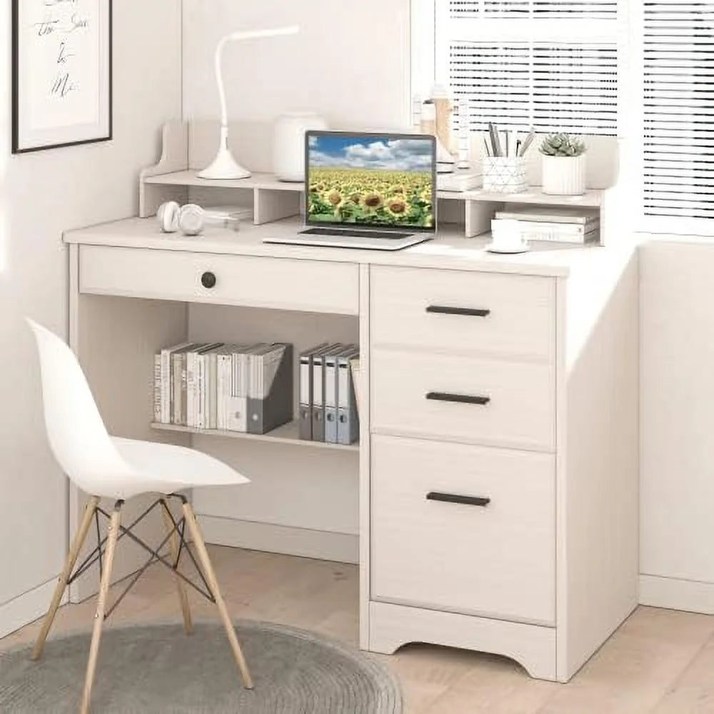 Computer Desk with Drawers and Hutch Wood Desk T1382