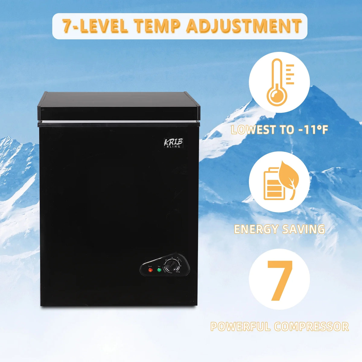 Black 3.5 Cu.ft Chest Freezer with Removable Basket Y50544