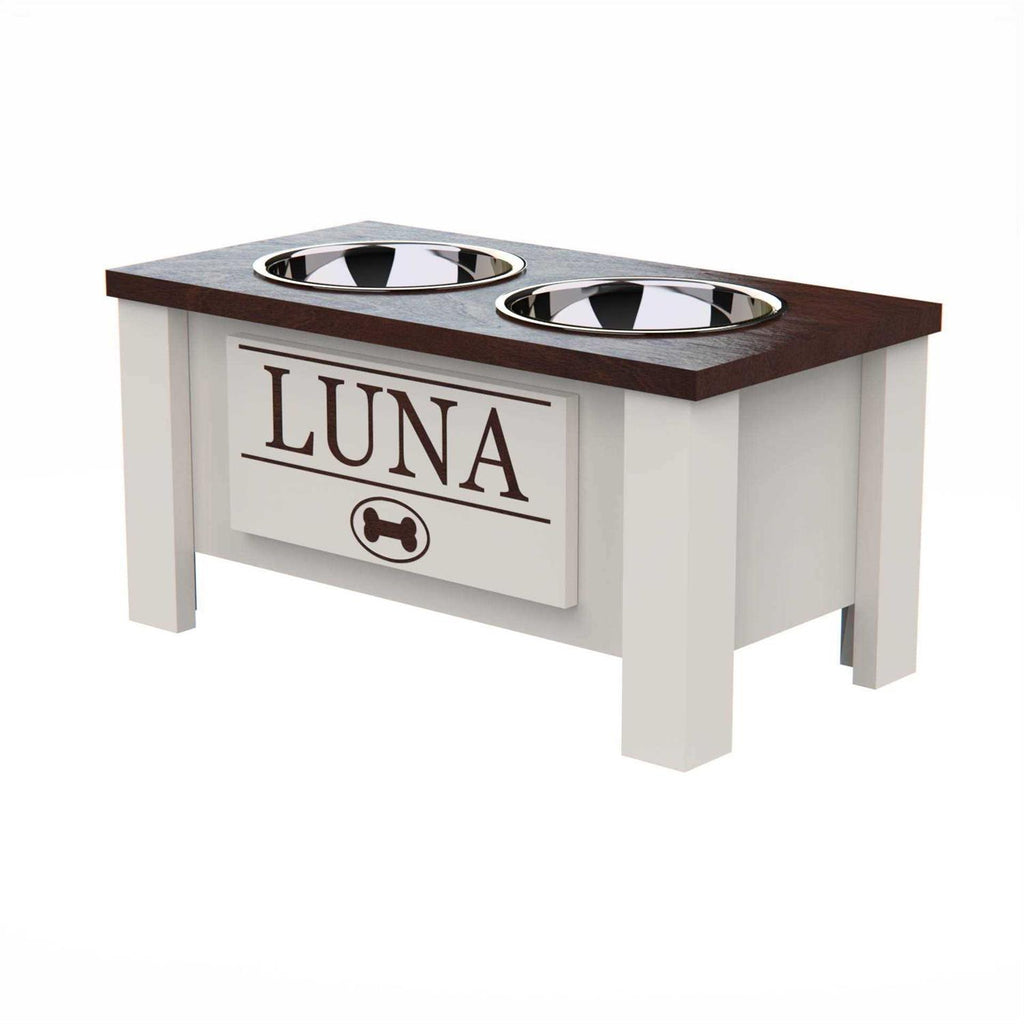 Personalized Elevated Dog Bowl Stand with Internal Storage R858