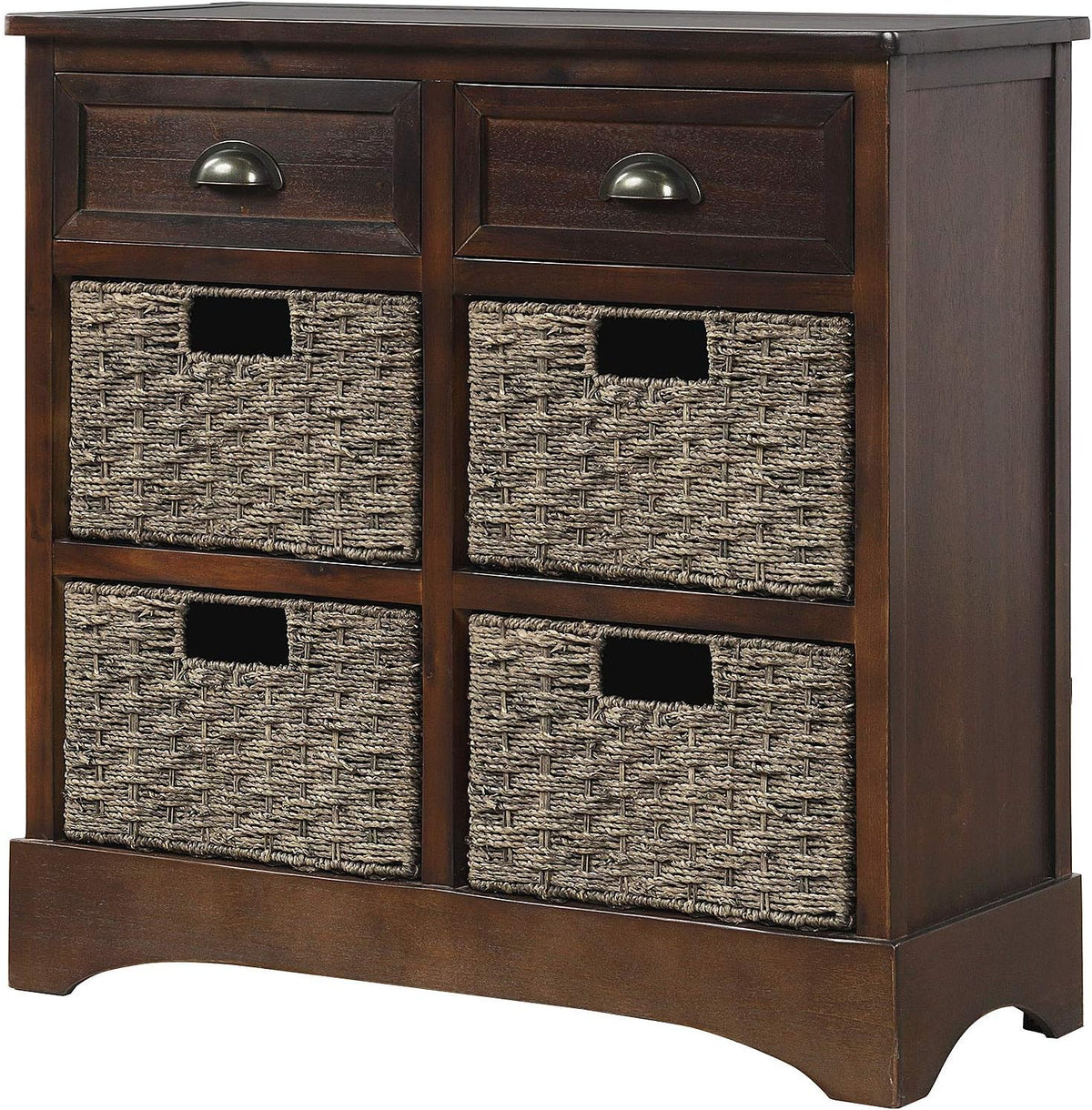 White Wicker Storage Cabinet with 4 Baskets and 2 Drawers M59471