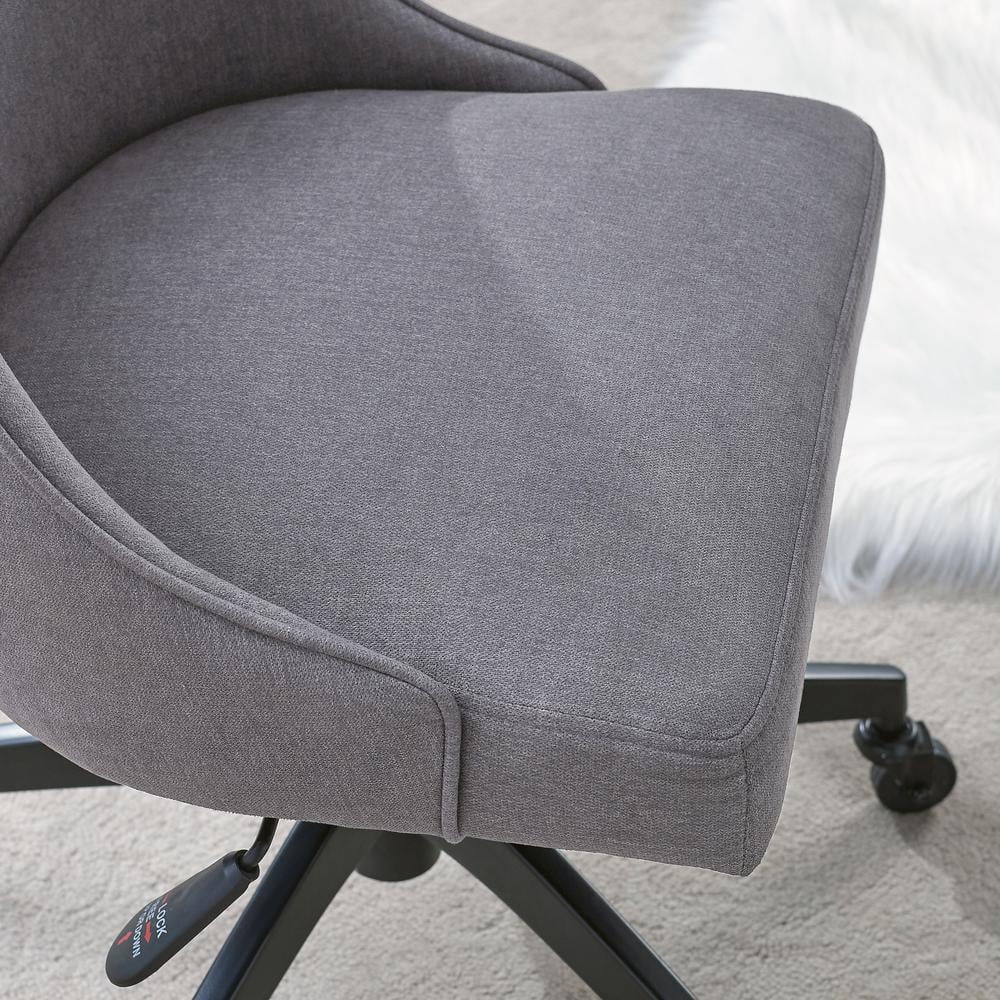 White Marble Desk and Gray Upholstered Chair Set H568