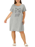 Plus Size Cat Prints Short Sleeves Nightgowns P155