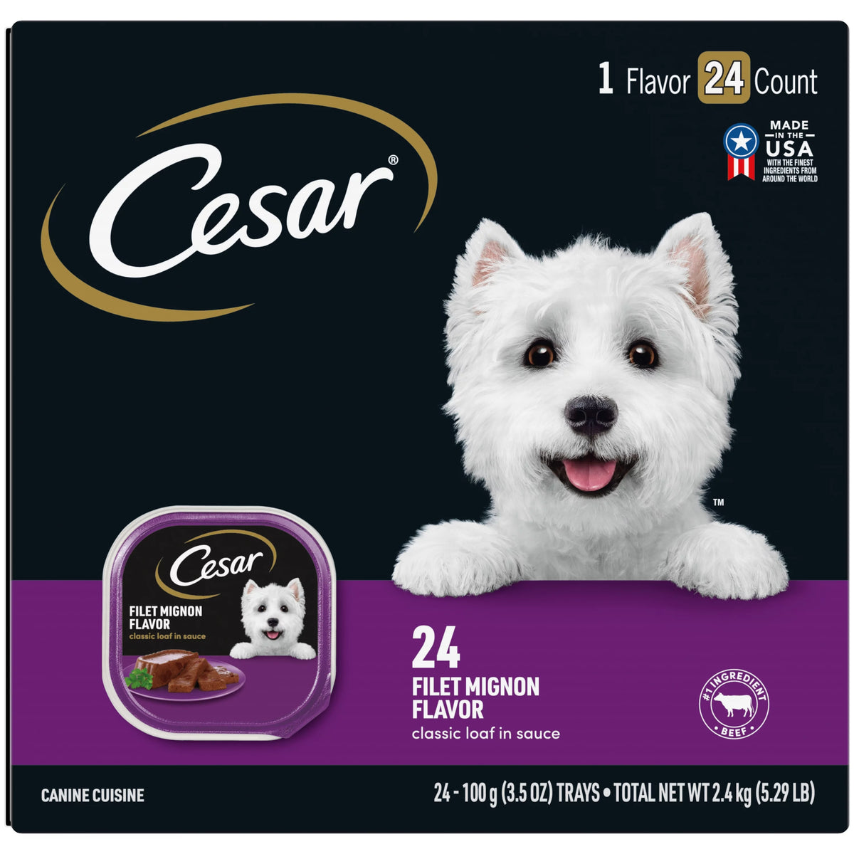 Filet Mignon Flavor Wet Dog Food 3.5 Oz Trays 24 Pack G5858
