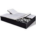 Double Chaise Lounge Chair 2-Person Poly Rattan Sun Lounger with Adjustable Cushion O687
