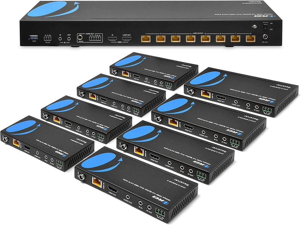 1x8 HDMI Extender Splitter HDBaseT 4K Over Single Cable CAT6/7 with IR Remote C896293