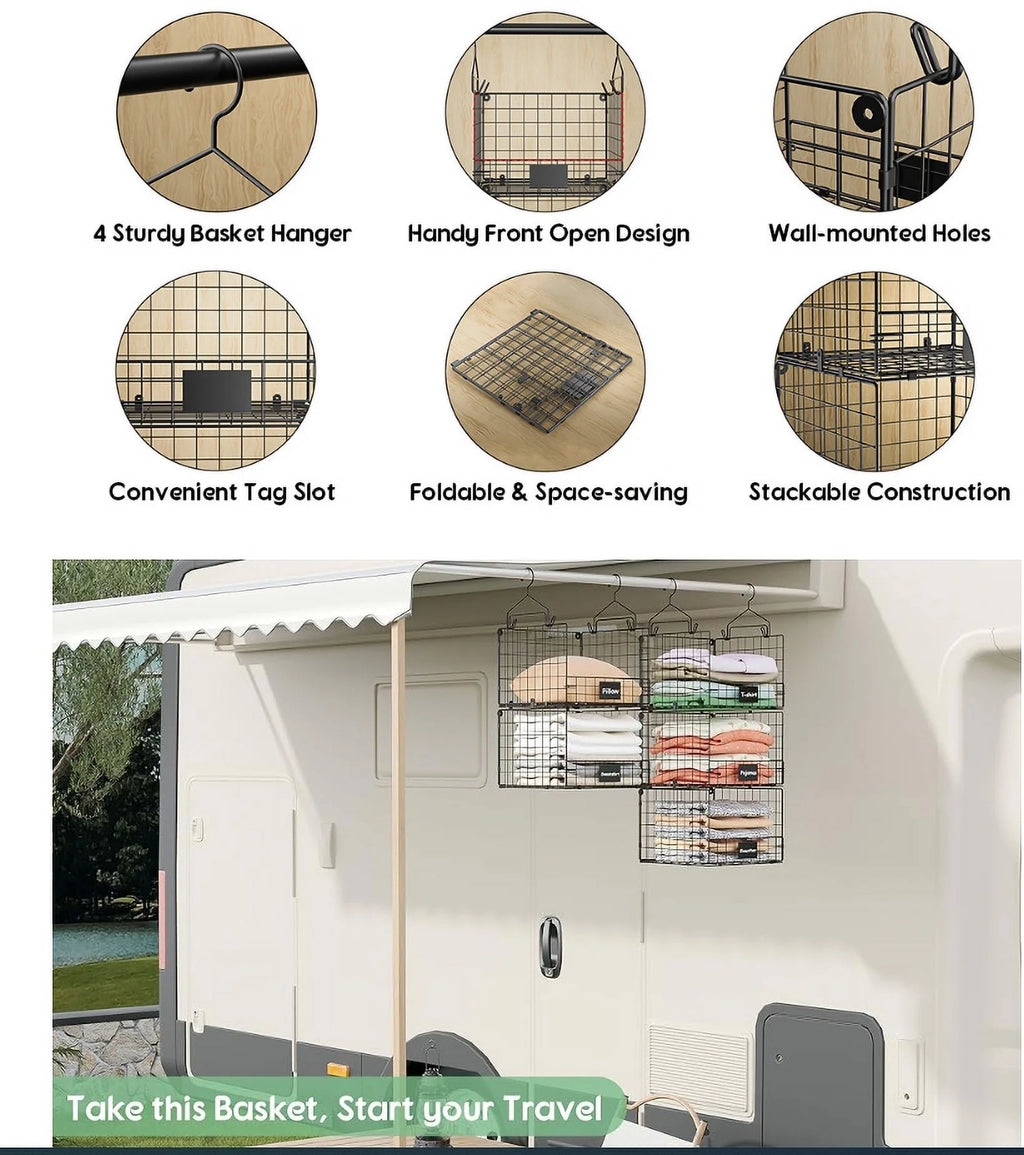 5 Tiers Hanging Closet Shelves Organizer with S Hooks U149897