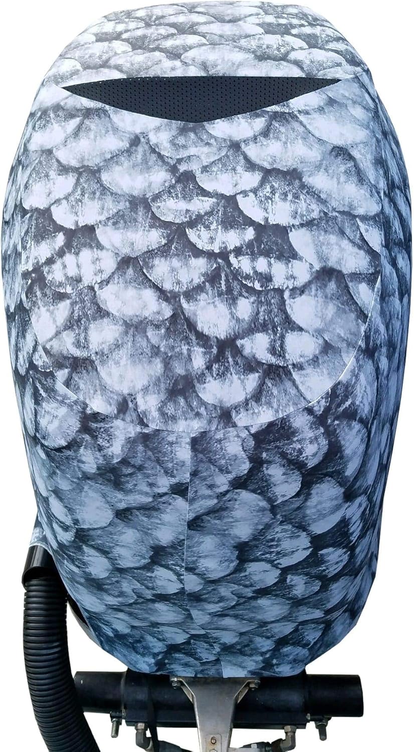 Grey Fish Scales Outboard Motor Cover I5412