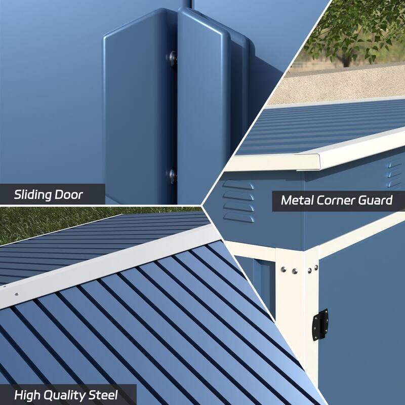 Blue Metal Outdoor Storage Shed with Air Vents N328
