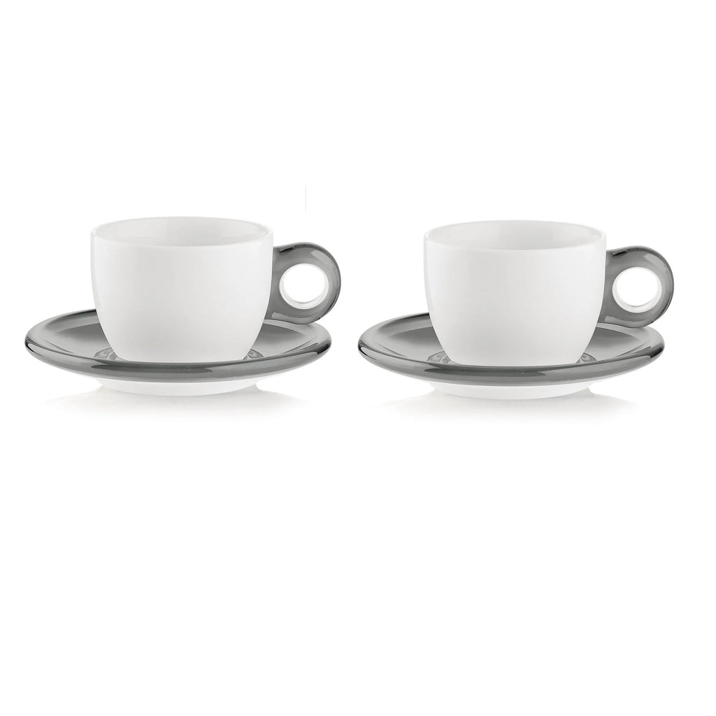 Set of 2 Cappuccino Cups With Saucers Sky Grey Z148