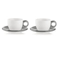 Set of 2 Cappuccino Cups With Saucers Sky Grey Z148