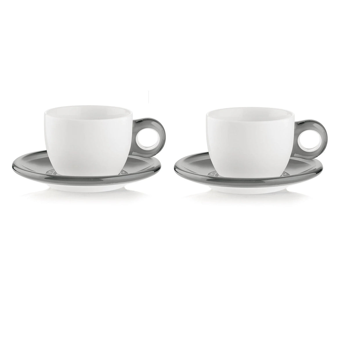 Set of 2 Cappuccino Cups With Saucers Sky Grey Z148