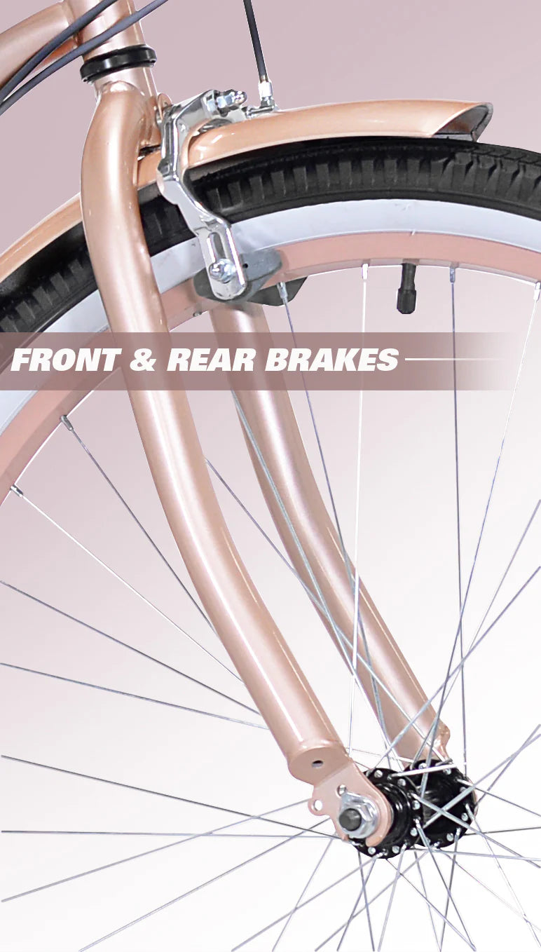 26 In. Rose Gold Women's Cruiser Bike Q17950