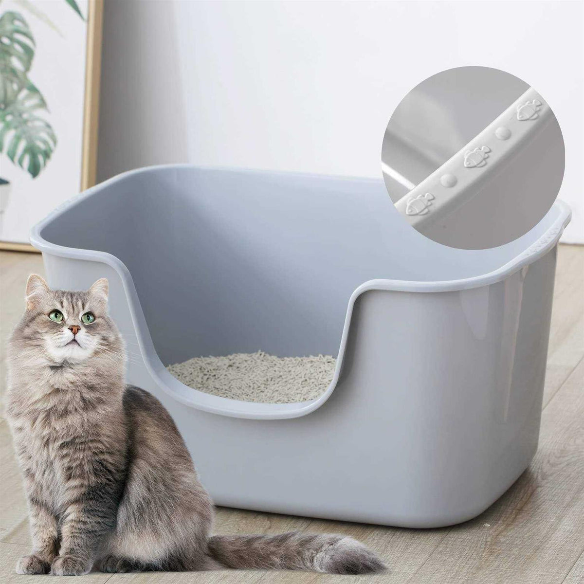 Cat Litter Box with High Sides N9075