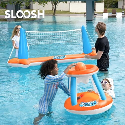 Inflatable Pool Float Set Volleyball Net & Basketball Hoops G90242