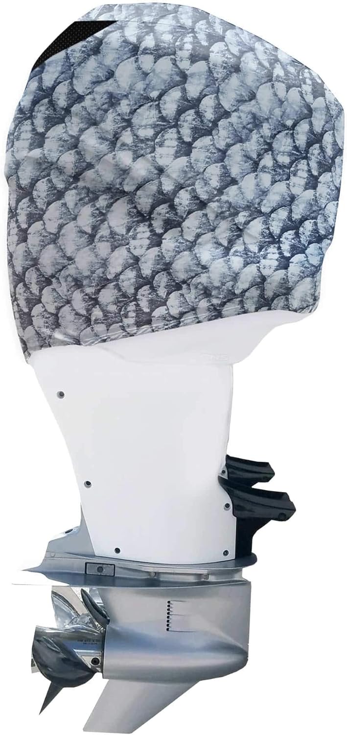Grey Fish Scales Outboard Motor Cover I5412