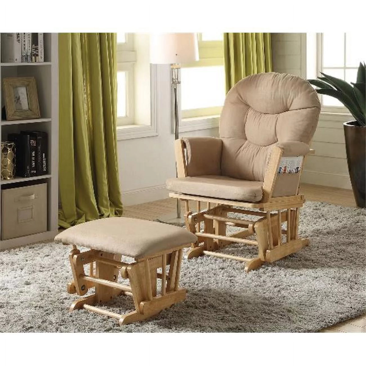 Taupe Microfiber Glider Chair & Ottoman Q9596