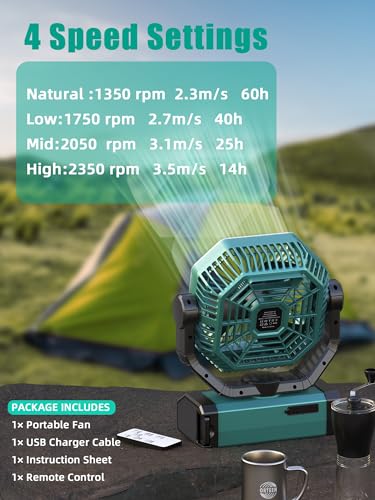 Portable Rechargeable 9-Inch Camping Fan K1644