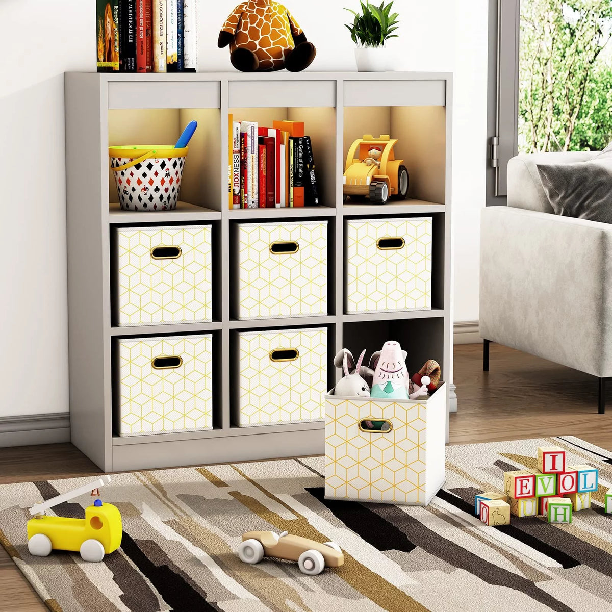 Set of 6 Collapsible Storage Cubes with Handles P9569