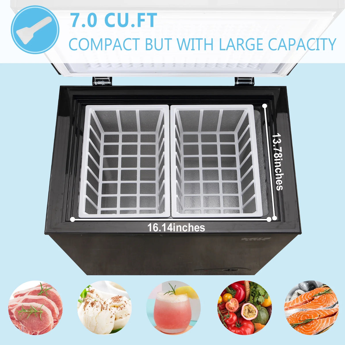 Black 3.5 Cu.ft Chest Freezer with Removable Basket Y50544