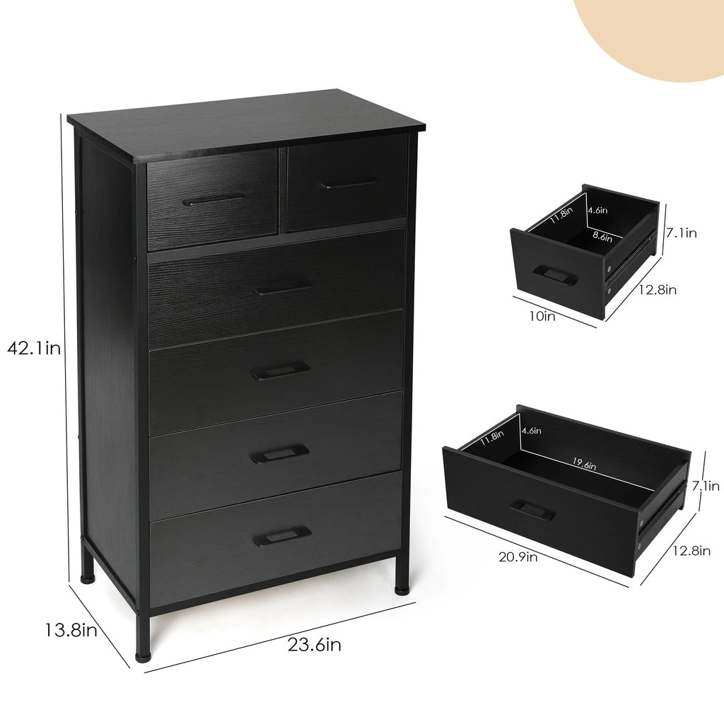 White 6 Drawer Wood Dresser M9937