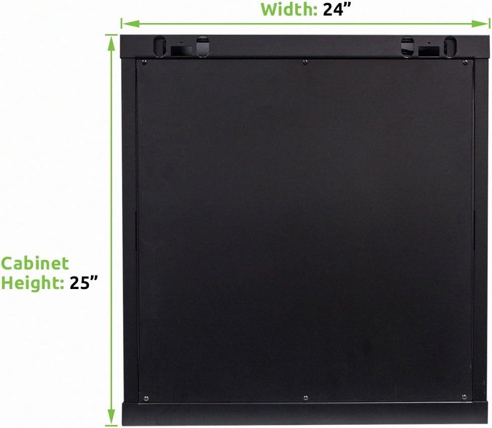 12U 19-Inch Server Network Rack with Locking Glass Door Black W907