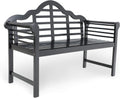 Black Acacia Wood Outdoor Bench with Backrest and Armrests E149217