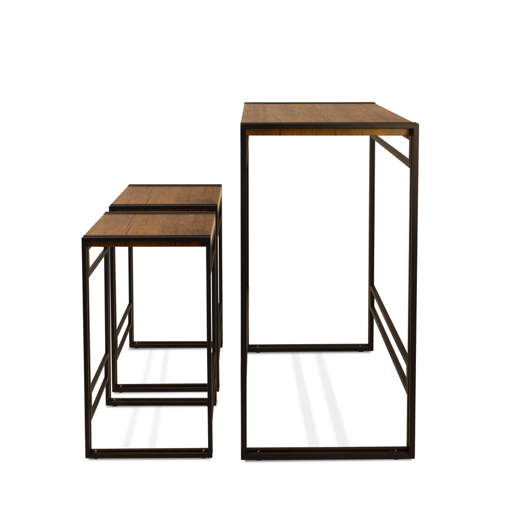 Bar Height 3 Piece Woodgrain Black Dining Table Set J2017