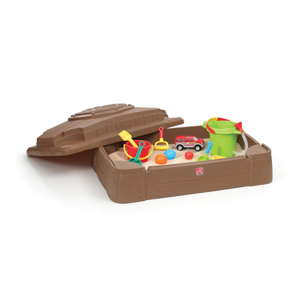 Brown Plastic Kids Sandbox with Cover R5915