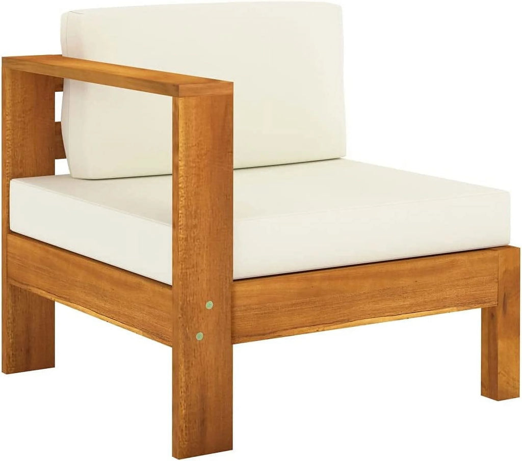 10 Piece Acacia Wood Patio Lounge Set with Cream White Cushions W596