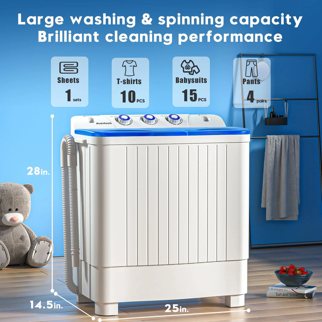 Portable 20lbs Mini Twin Tub Semi-Automatic Washer Spinner Combo Y41589