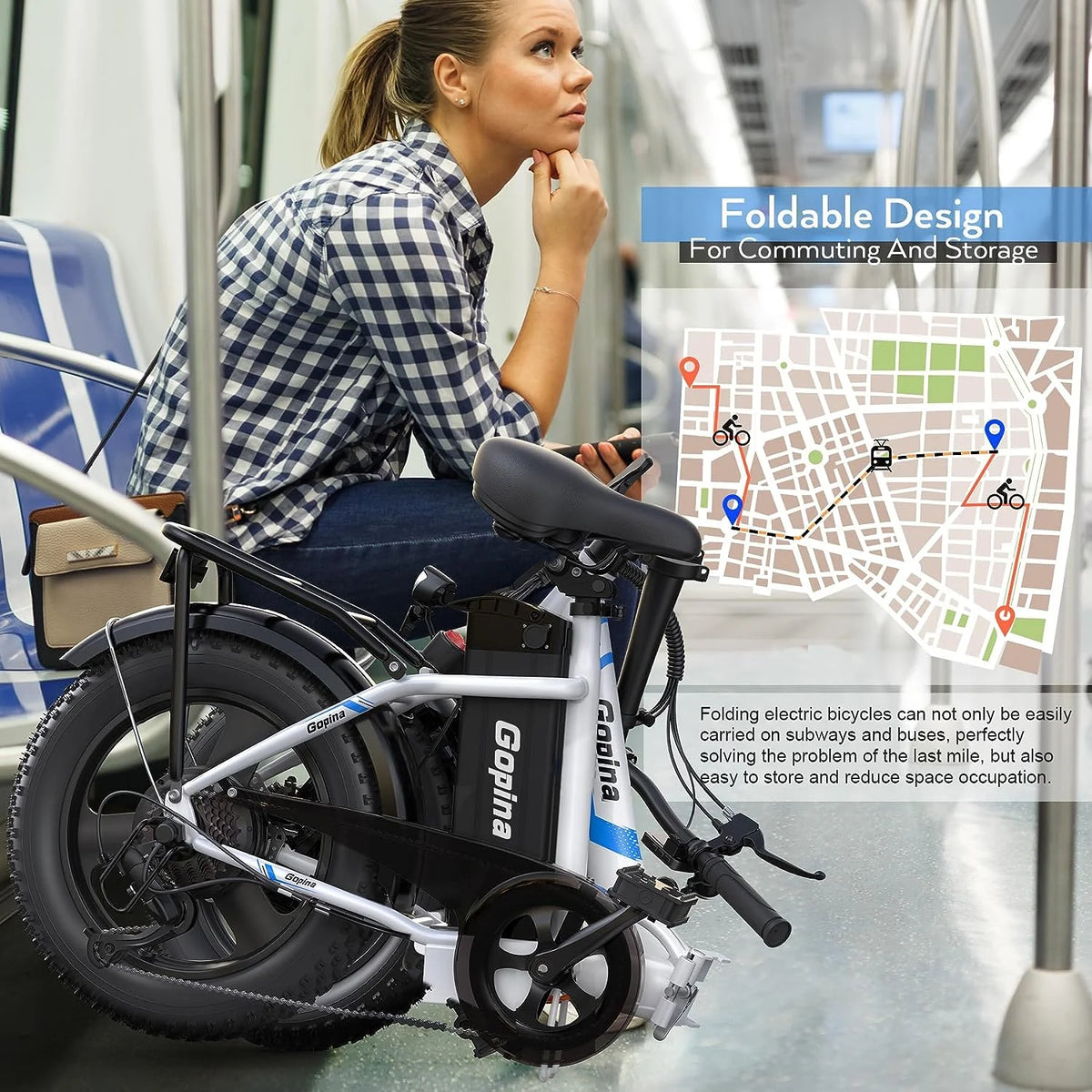 Folding 350W Step-Through Electric Bike V241789