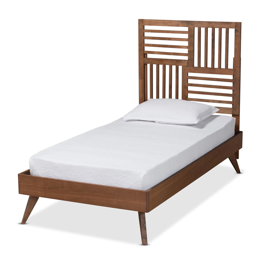 Twin Walnut Brown Platform Bed I29226