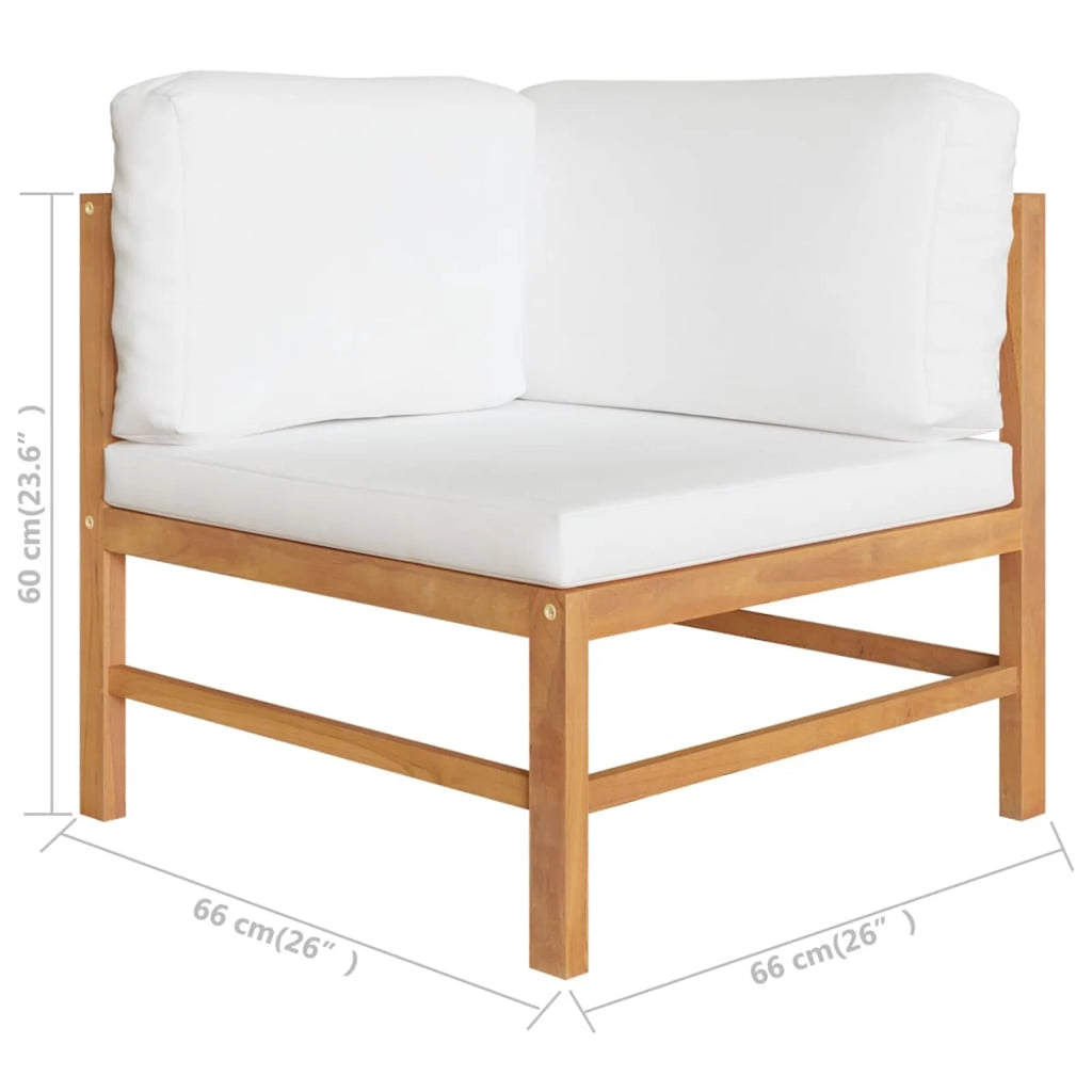 2 pcs Solid Teak Wood Corner Sofas with Cushions Q88403