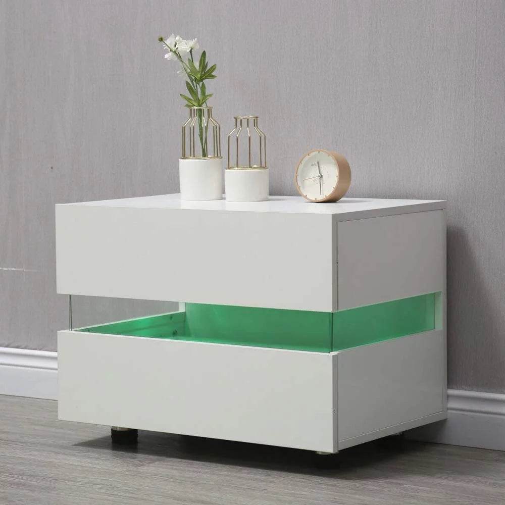 White High Gloss 2 Drawer Nightstand F62745