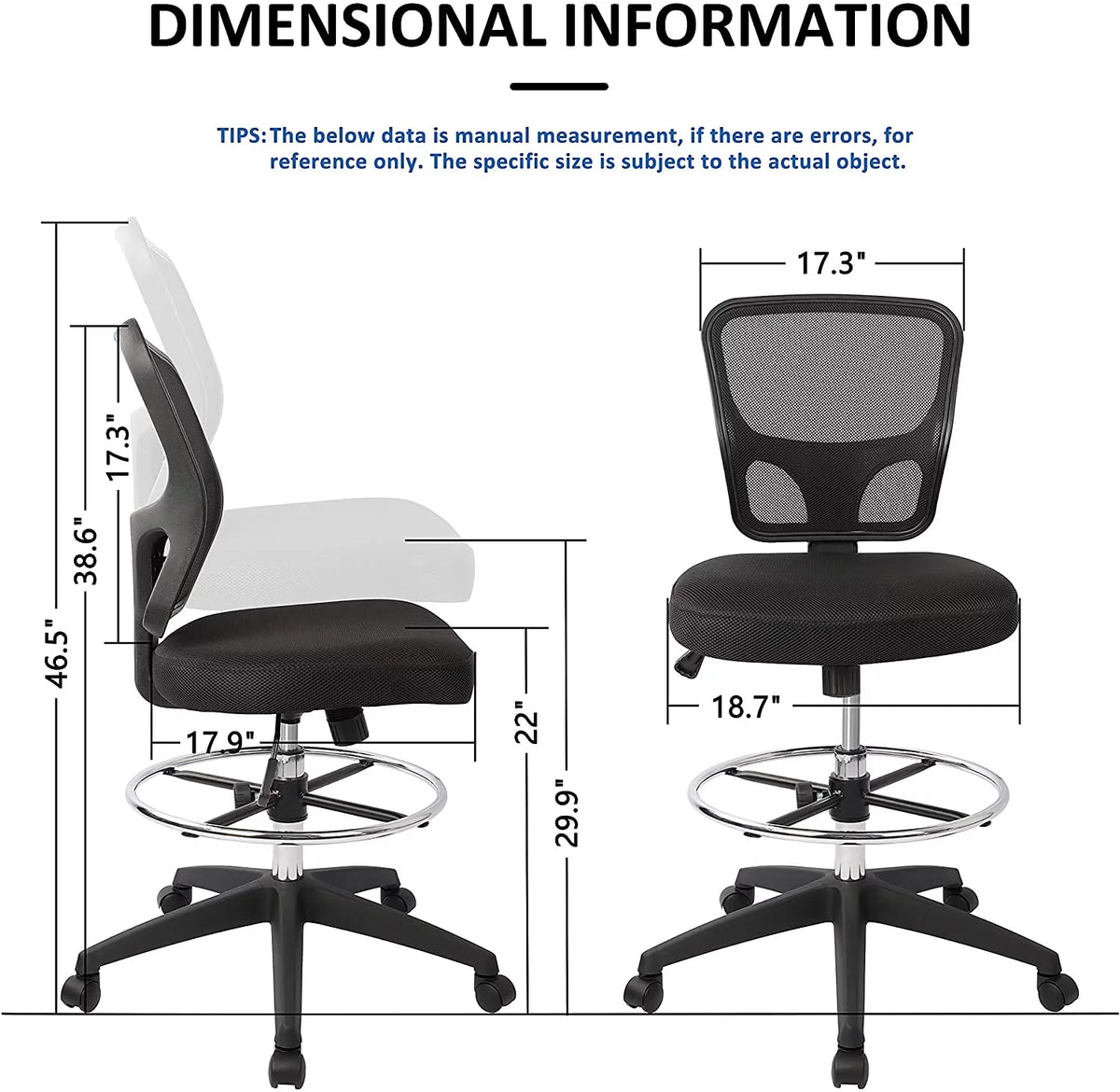 Ergonomic Height Adjustable Rolling Office Chair with Foot Ring L715