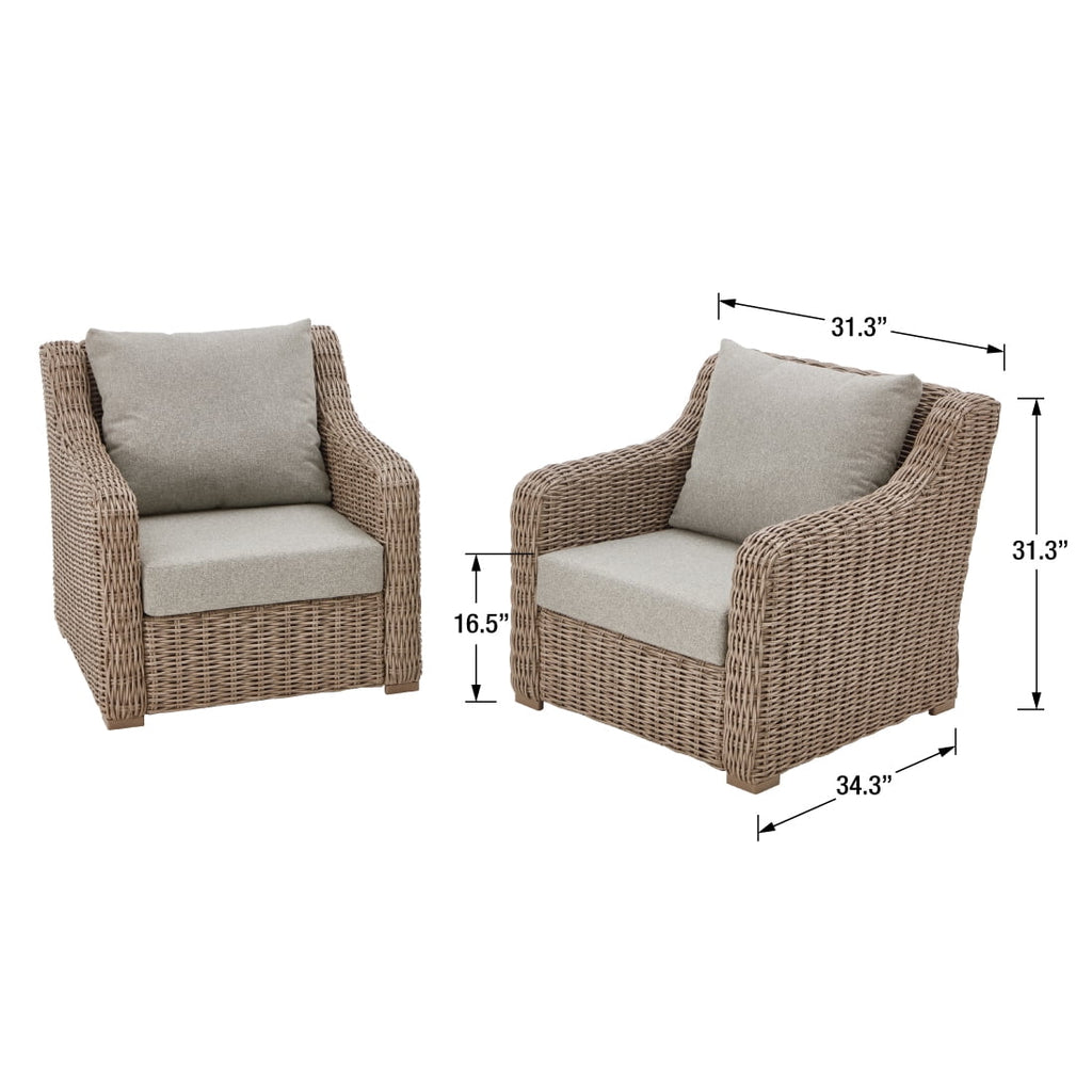 2-Pack Outdoor Lounge Chairs with Cushions and Patio Cover J4907