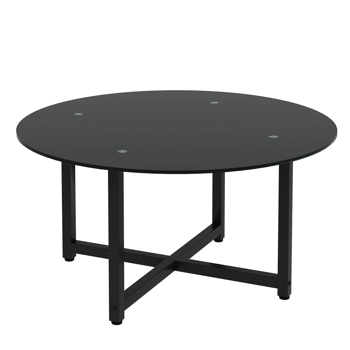 Round Glass Coffee Table with Metal Base Q7924