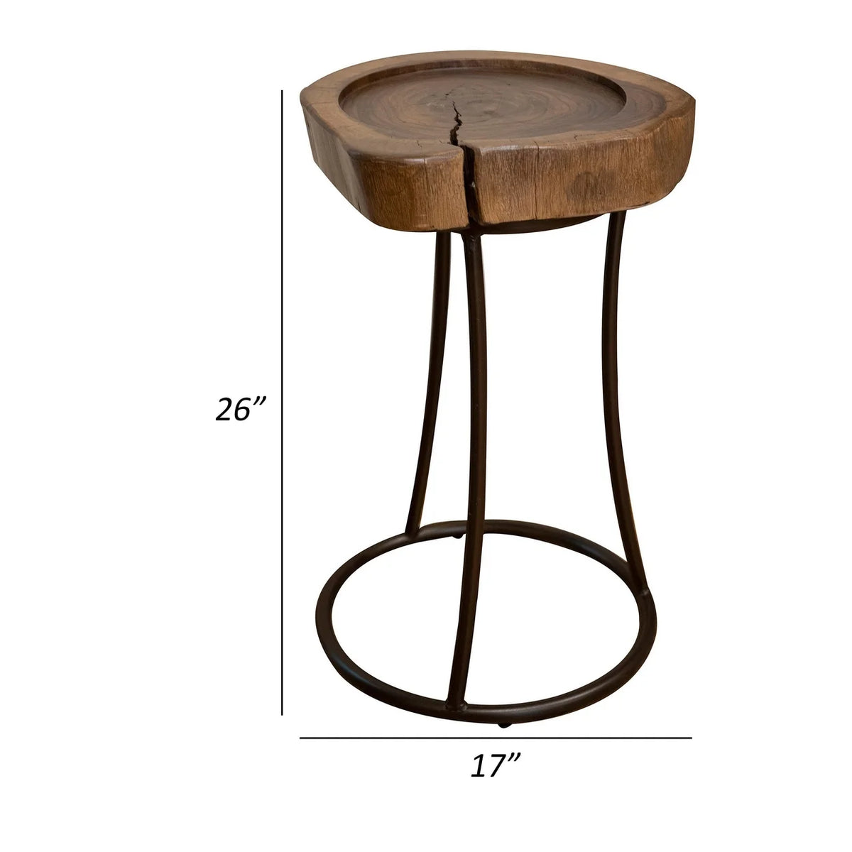 26 Inch Live Edge Wood Side End Table H187943