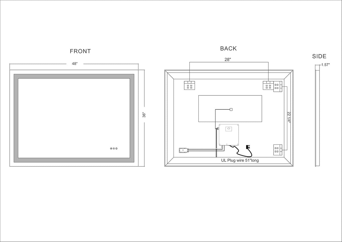 48x36 inch Wall Mounted LED Lighted Bathroom Mirror L814480