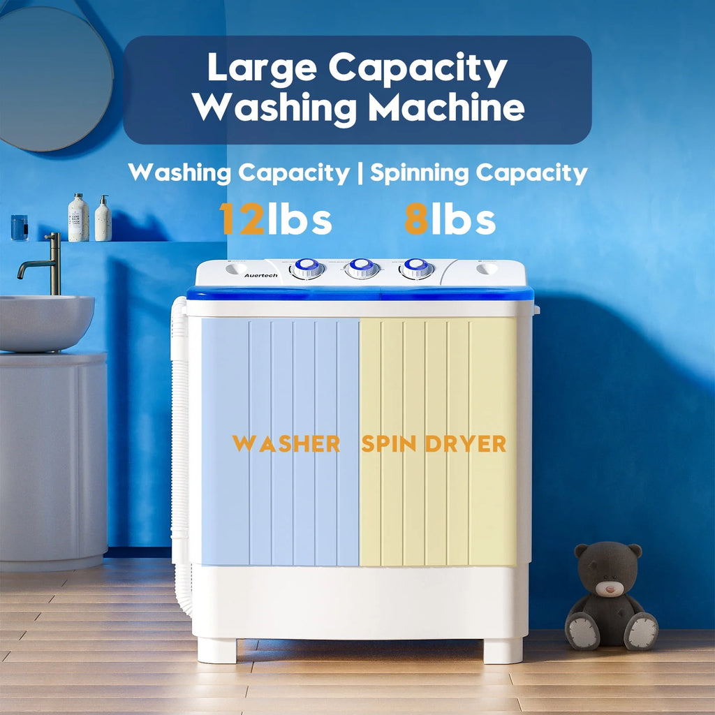 Portable 20lbs Mini Twin Tub Semi-Automatic Washer Spinner Combo Y41589