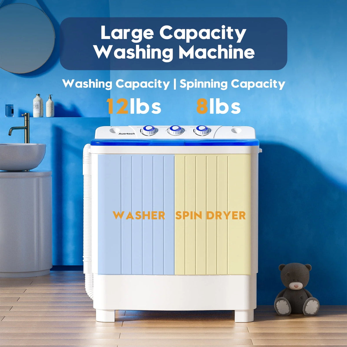Portable 20lbs Mini Twin Tub Semi-Automatic Washer Spinner Combo Y41589